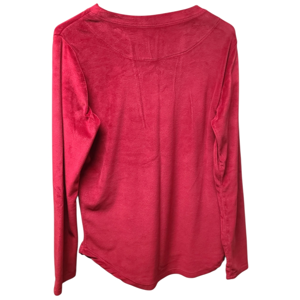 Climate Right Womens Red Long Sleeve Pajama Top M - Picture 2 of 4